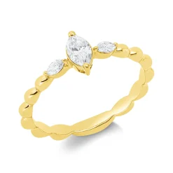 Ring aus 750 Gold Gelbgold 3 Diamanten 0,33ct TW-SI B:6,7mm