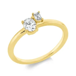 Ring aus 750 Gold Gelbgold 2 Diamanten 0,41ct TW-SI B:6,3mm