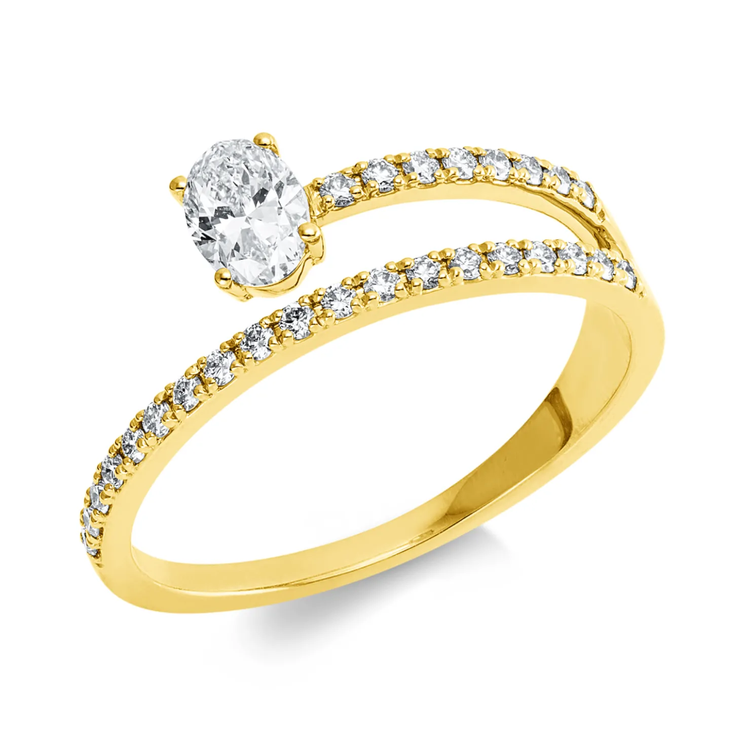 Ring aus 750 Gold Gelbgold 28 Diamanten 0,51ct TW-SI B:6,7mm