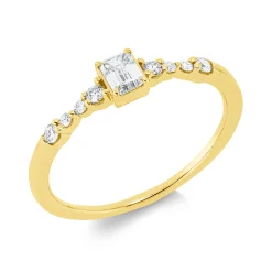 Ring aus 750 Gold Gelbgold 9 Diamanten 0,33ct TW-SI B:4mm