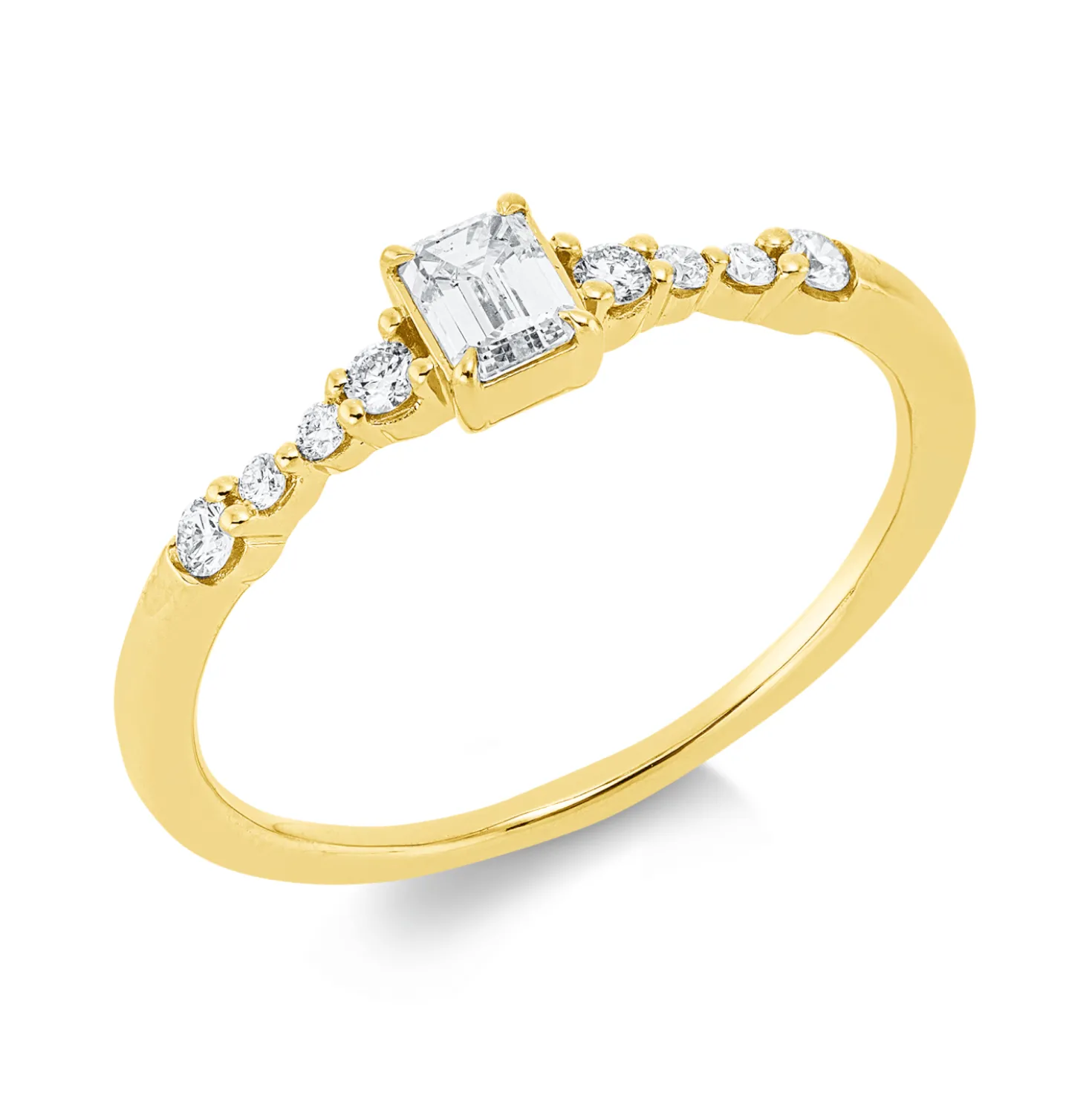 Ring aus 750 Gold Gelbgold 9 Diamanten 0,33ct TW-SI B:4mm