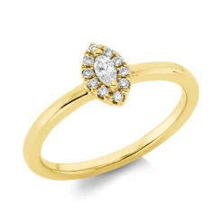 Ring aus 750 Gold Gelbgold 11 Diamanten 0,15ct TW-SI B:7,9mm