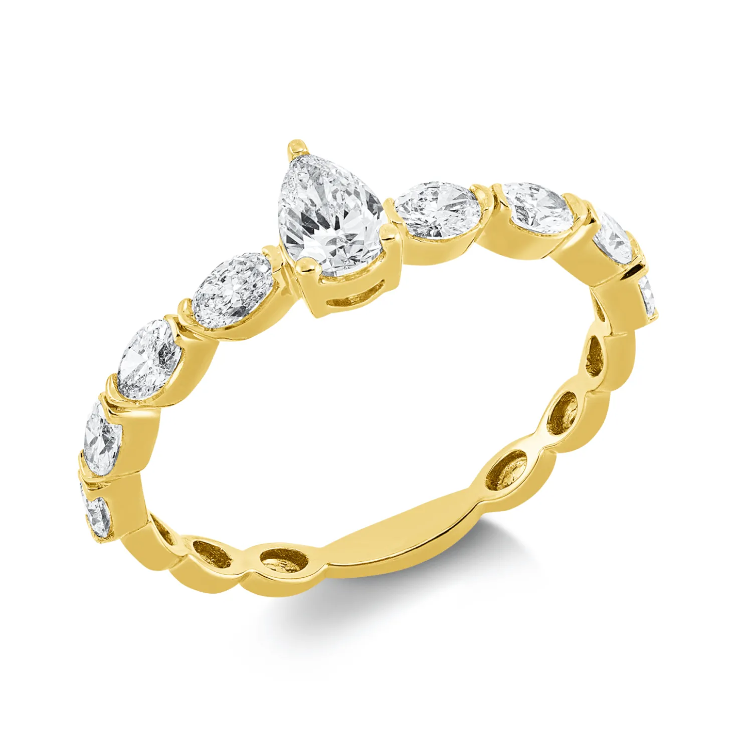 Ring aus 750 Gold Gelbgold 9 Diamanten 0,77ct TW-SI B:5,9mm