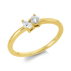 Ring aus 750 Gold Gelbgold 2 Diamanten 0,2ct TW-SI B:4,1mm