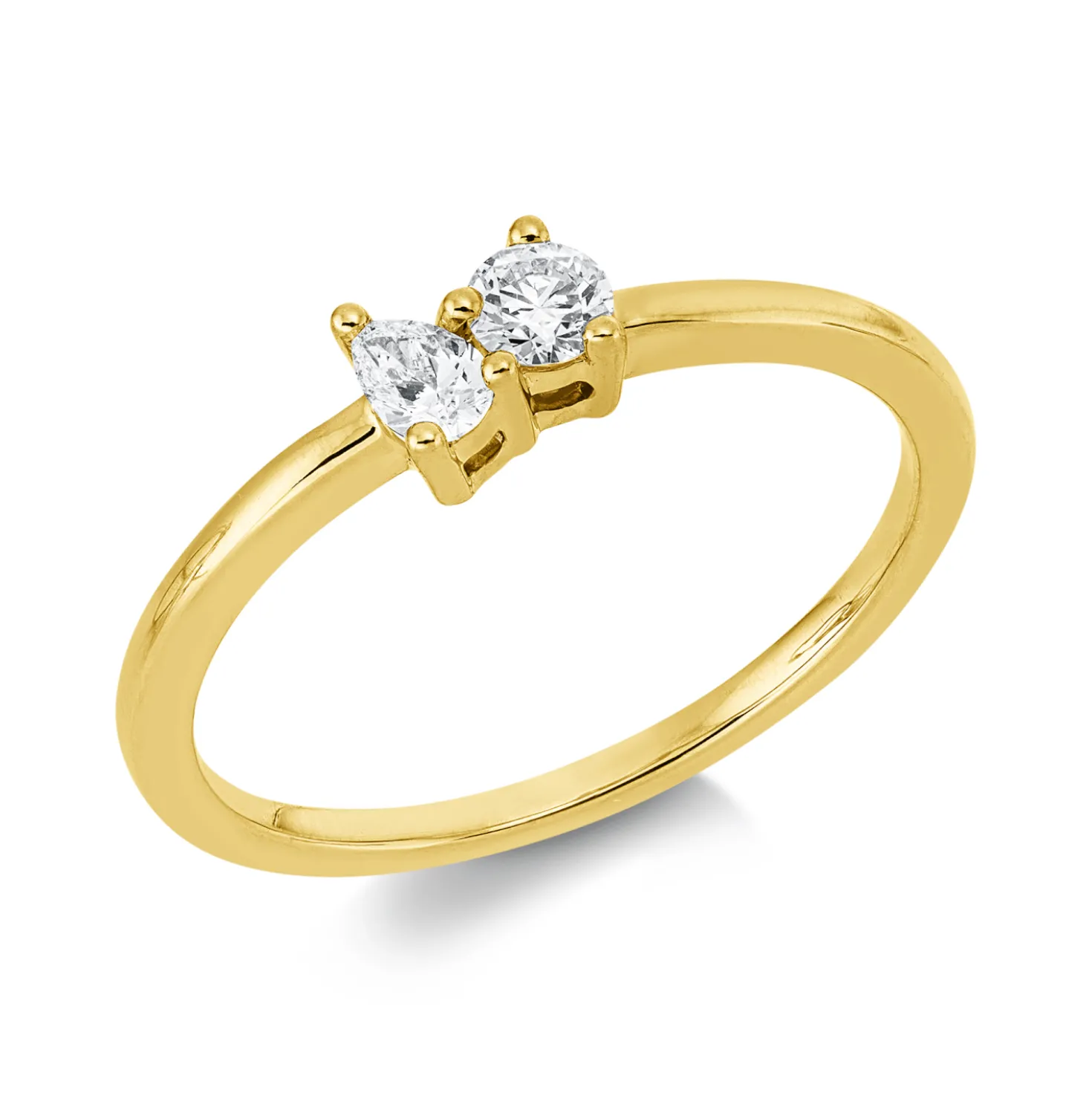 Ring aus 750 Gold Gelbgold 2 Diamanten 0,2ct TW-SI B:4,1mm