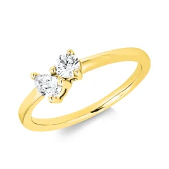 Ring aus 750 Gold Gelbgold 2 Diamanten 0,34ct TW-SI B:5,6mm