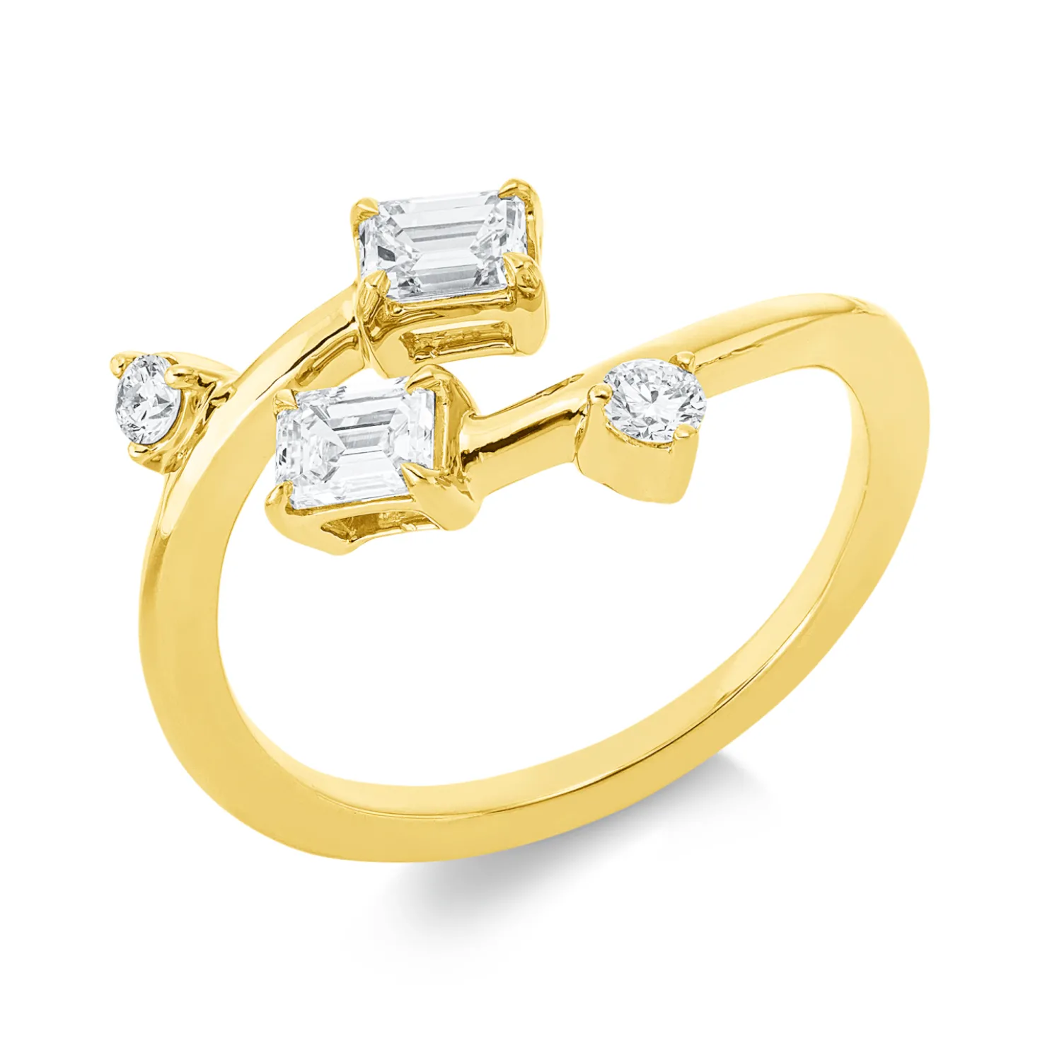 Ring aus 750 Gold Gelbgold 4 Diamanten 0,64ct TW-SI B:10,2mm