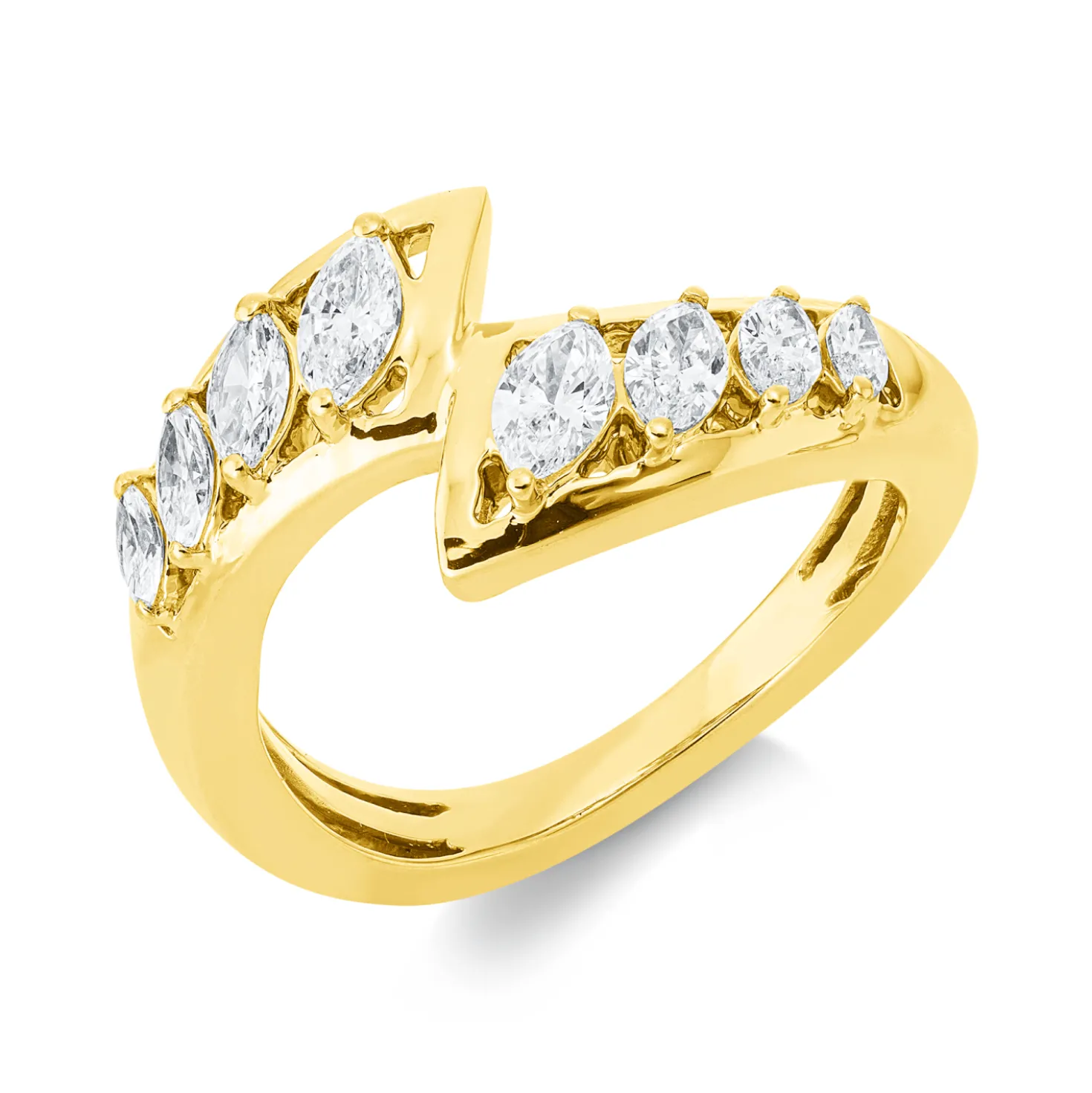 Ring aus 750 Gold Gelbgold 8 Diamanten 0,78ct TW-SI B:11,2mm