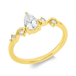 Ring aus 750 Gold Gelbgold 5 Diamanten 0,64ct TW-SI B:7,3mm