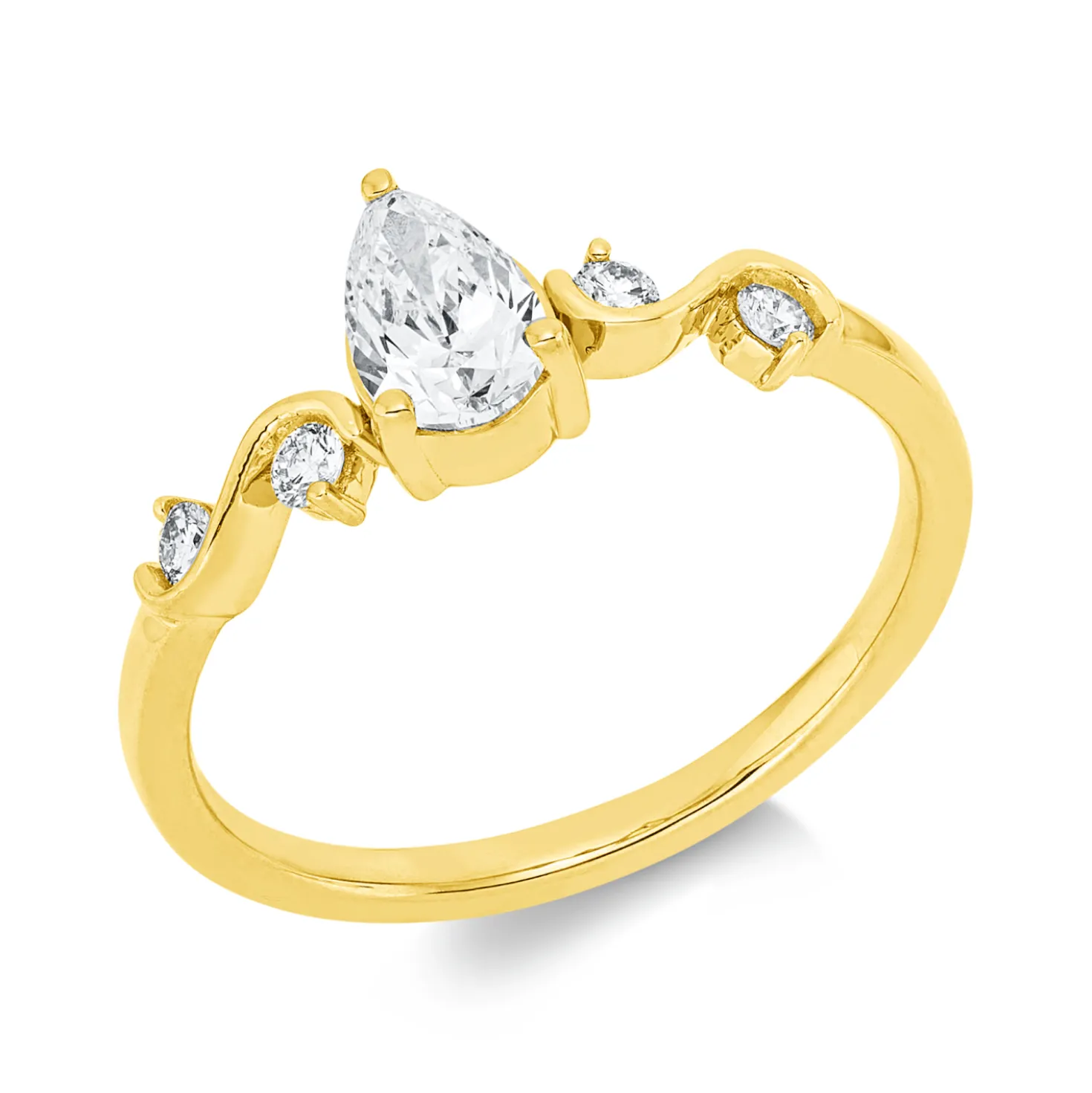 Ring aus 750 Gold Gelbgold 5 Diamanten 0,64ct TW-SI B:7,3mm