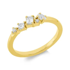 Ring aus 750 Gold Gelbgold 5 Diamanten 0,33ct TW-SI B:4,6mm