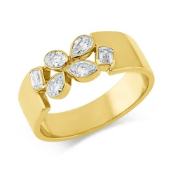 Ring aus 750 Gold Gelbgold 6 Diamanten 0,51ct TW-SI B:6,4mm
