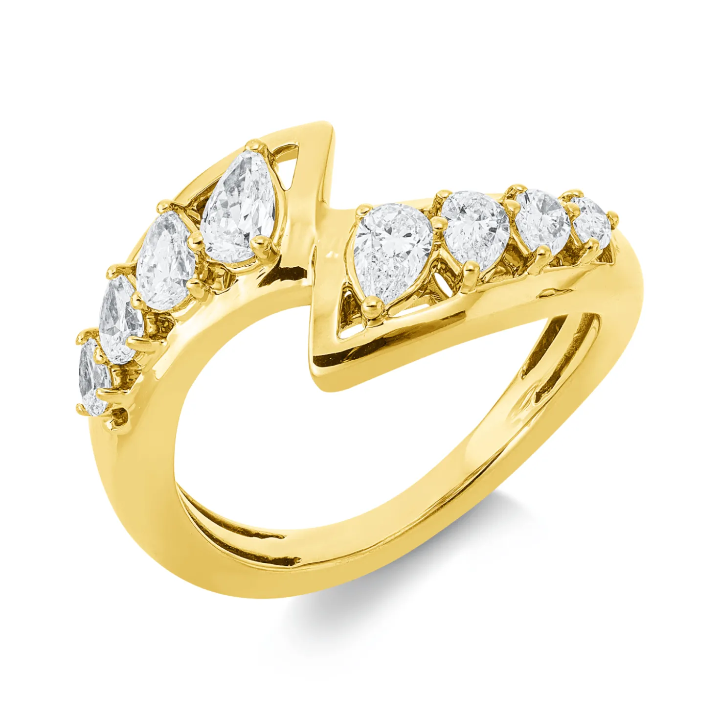 Ring aus 750 Gold Gelbgold 8 Diamanten 0,81ct TW-SI B:11,3mm
