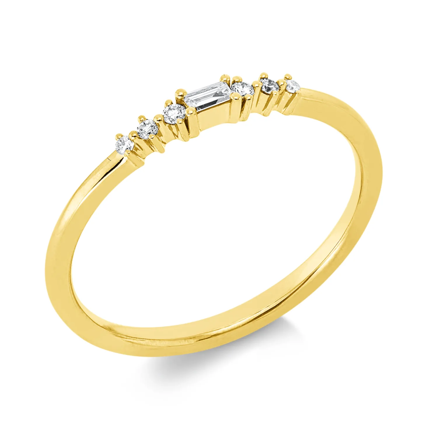 Ring aus 750 Gold Gelbgold 7 Diamanten 0,07ct TW-SI B:1,9mm