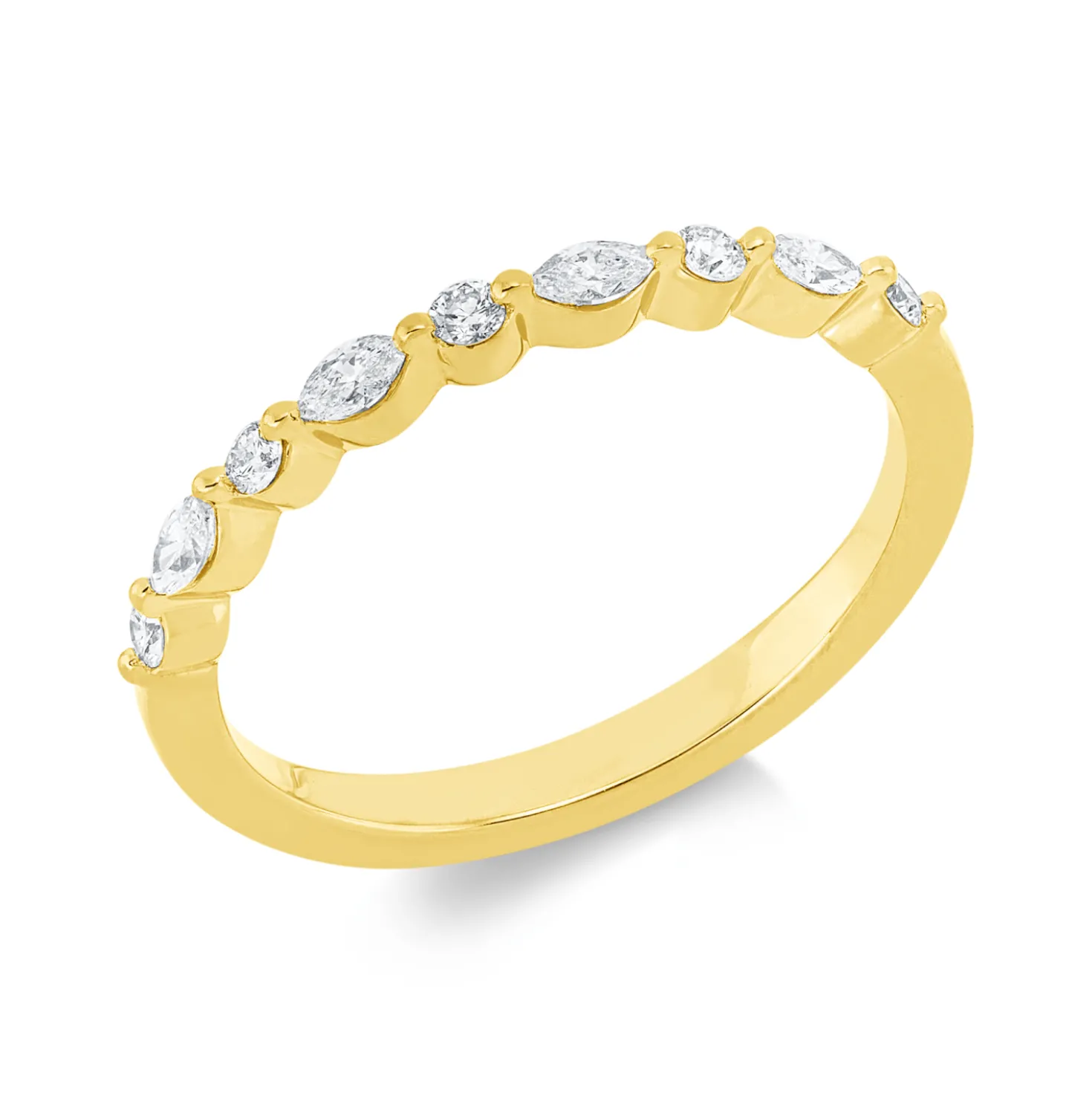 Ring aus 750 Gold Gelbgold 9 Diamanten 0,25ct TW-SI B:2mm