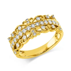 Ring aus 750 Gold Gelbgold 32 Diamanten 0,5ct TW-SI B:7,9mm