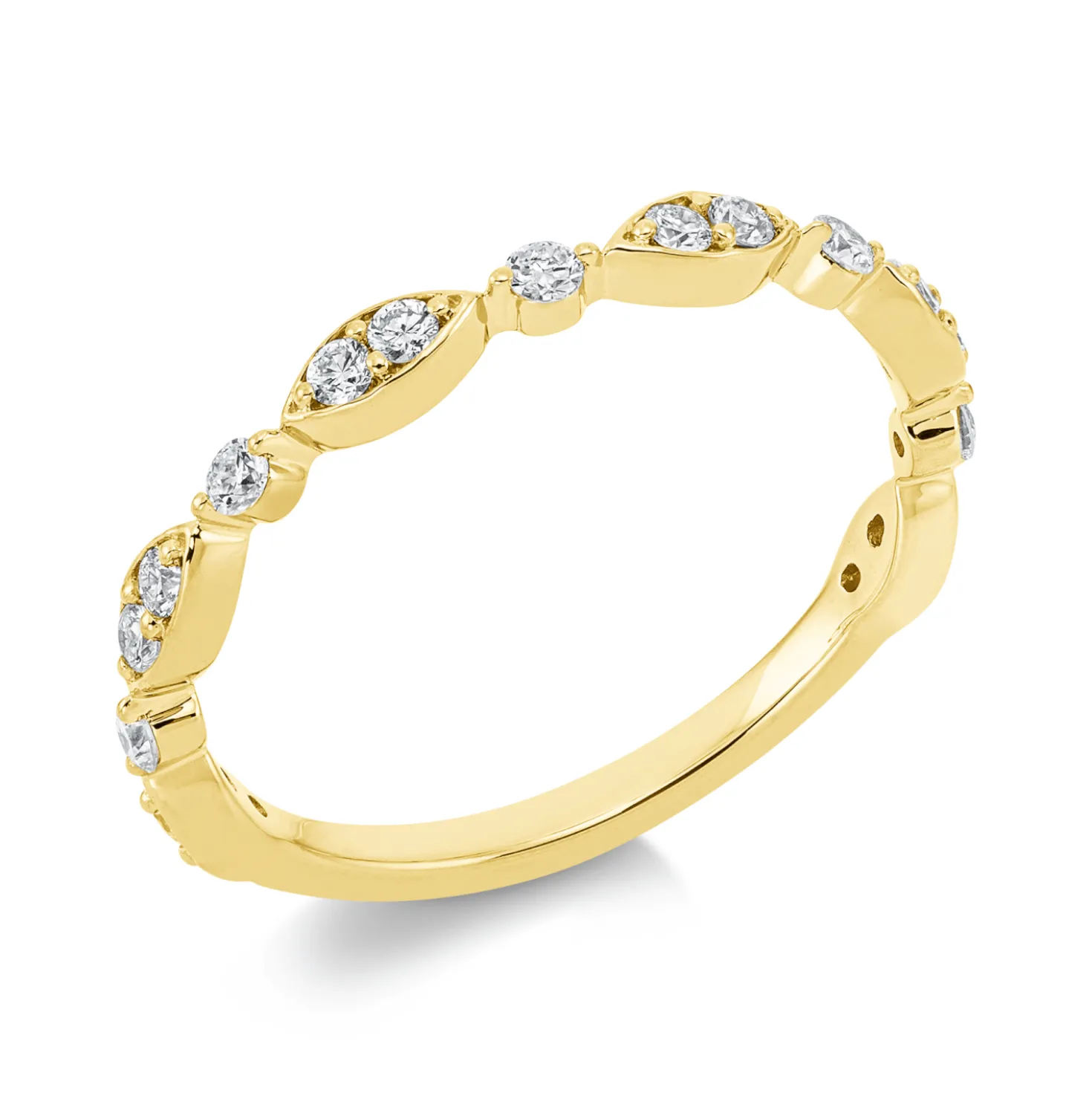 Ring aus 750 Gold Gelbgold 17 Diamanten 0,28ct TW-SI B:2,4mm