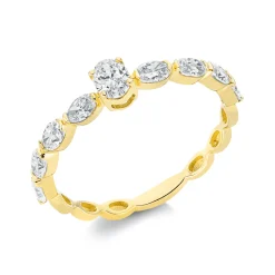 Ring aus 750 Gold Gelbgold 9 Diamanten 0,79ct TW-SI B:4,3mm