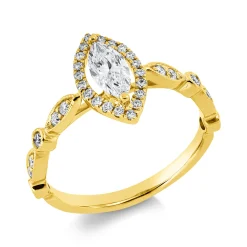 Ring aus 750 Gold Gelbgold 33 Diamanten 0,68ct TW-SI B:12,1mm