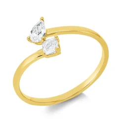Ring aus 750 Gold Gelbgold 2 Diamanten 0,4ct TW-SI B:5mm