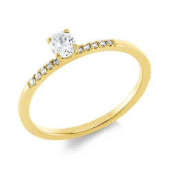 Ring aus 750 Gold Gelbgold 11 Diamanten 0,28ct TW-SI B:4,5mm 4er-Krappe
