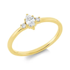Ring aus 750 Gold Gelbgold 3 Diamanten 0,23ct TW-SI B:5,8mm 6er-Krappe