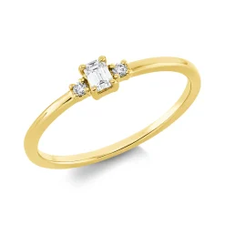 Ring aus 750 Gold Gelbgold 3 Diamanten 0,14ct TW-SI B:3,7mm 4er-Krappe