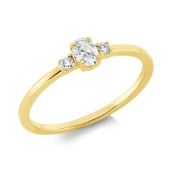 Ring aus 750 Gold Gelbgold 3 Diamanten 0,24ct TW-SI B:4,3mm 4er-Krappe