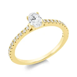 Ring aus 750 Gold Gelbgold 23 Diamanten 0,54ct TW-SI B:5,8mm 4er-Krappe