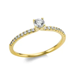 Ring aus 750 Gold Gelbgold 19 Diamanten 0,36ct TW-SI B:3,6mm 4er-Krappe