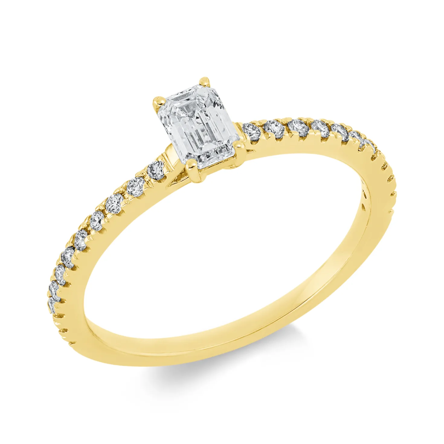 Ring aus 750 Gold Gelbgold 23 Diamanten 0,54ct TW-SI B:5,3mm 4er-Krappe