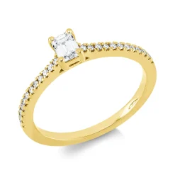 Ring aus 750 Gold Gelbgold 25 Diamanten 0,39ct TW-SI B:4,9mm 4er-Krappe