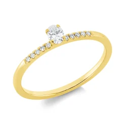 Ring aus 750 Gold Gelbgold 11 Diamanten 0,19ct TW-SI B:4,2mm 4er-Krappe