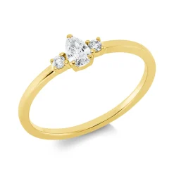 Ring aus 750 Gold Gelbgold 3 Diamanten 0,23ct TW-SI B:3,7mm 3er-Krappe