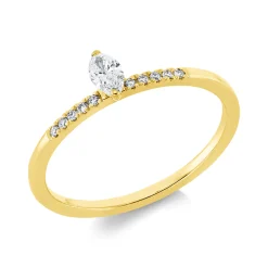Ring aus 750 Gold Gelbgold 11 Diamanten 0,22ct TW-SI B:5,4mm 2er-Krappe