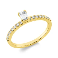 Ring aus 750 Gold Gelbgold 17 Diamanten 0,45ct TW-SI B:4,7mm 4er-Krappe