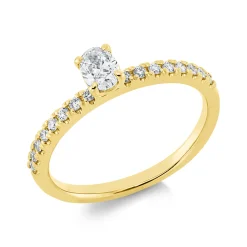 Ring aus 750 Gold Gelbgold 17 Diamanten 0,45ct TW-SI B:4,9mm 4er-Krappe