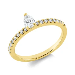 Ring aus 750 Gold Gelbgold 17 Diamanten 0,44ct TW-SI B:5,8mm 3er-Krappe