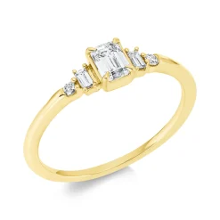 Ring aus 750 Gold Gelbgold 5 Diamanten 0,41ct TW-SI B:5,2mm 4er-Krappe