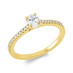 Ring aus 750 Gold Gelbgold 25 Diamanten 0,44ct TW-SI B:5,3mm 4er-Krappe