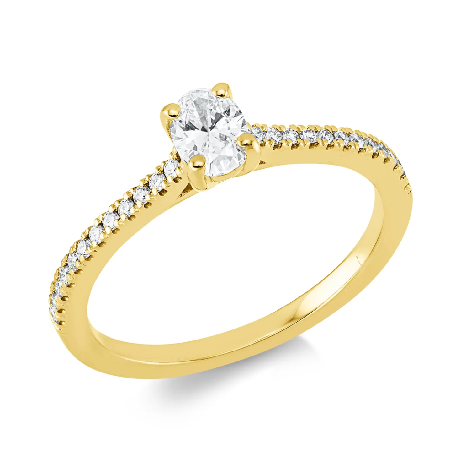 Ring aus 750 Gold Gelbgold 25 Diamanten 0,44ct TW-SI B:5,3mm 4er-Krappe