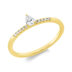 Ring aus 750 Gold Gelbgold 11 Diamanten 0,2ct TW-SI B:4,5mm 3er-Krappe