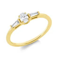 Ring aus 750 Gold Gelbgold 3 Diamanten 0,31ct TW-SI B:4,6mm 4er-Krappe