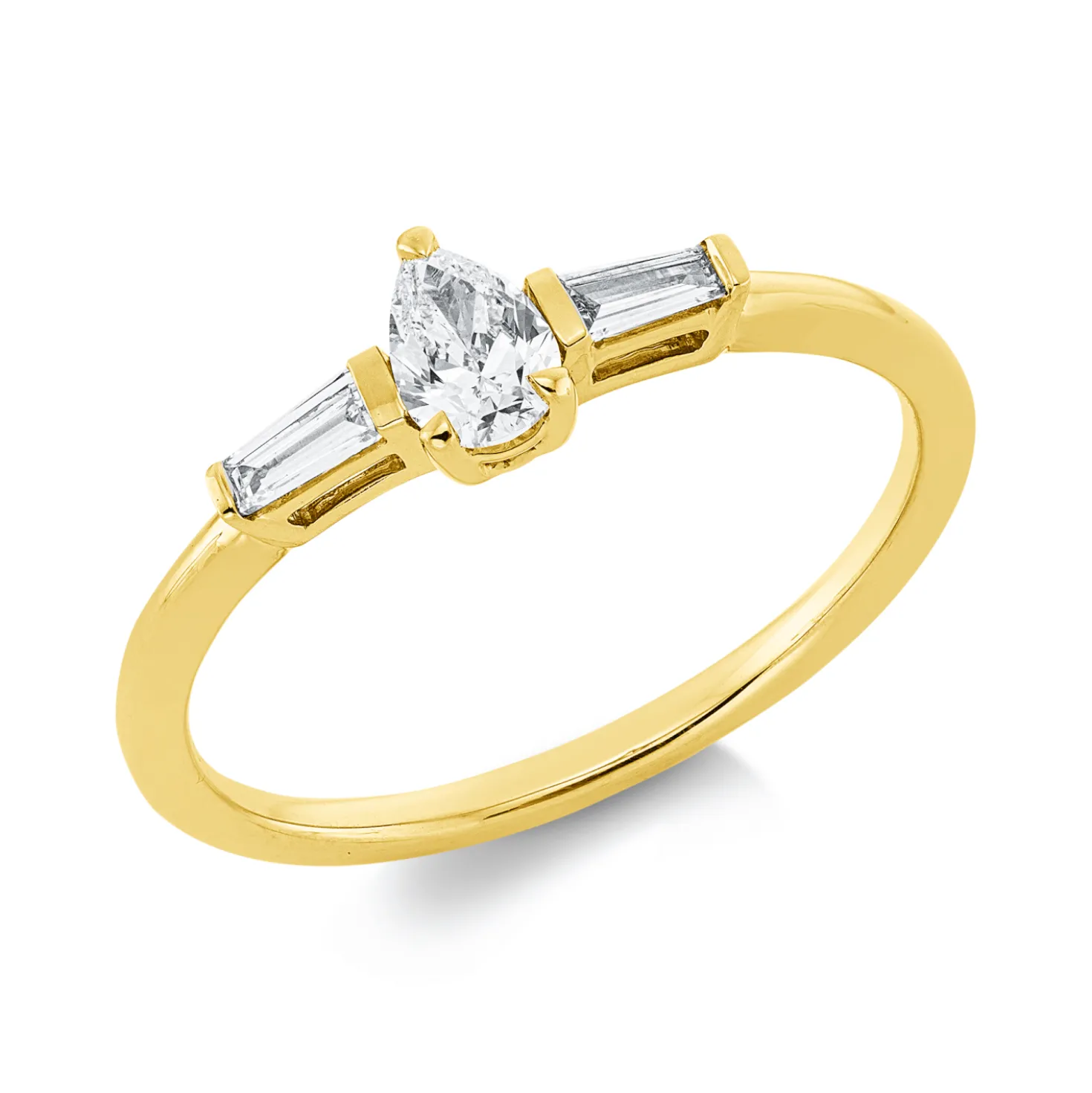 Ring aus 750 Gold Gelbgold 3 Diamanten 0,31ct TW-SI B:5,4mm 3er-Krappe