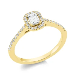 Ring aus 750 Gold Gelbgold 37 Diamanten 0,62ct TW-SI B:7,9mm 4er-Krappe