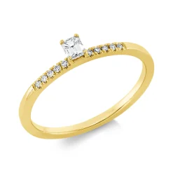 Ring aus 750 Gold Gelbgold 11 Diamanten 0,19ct TW-SI B:3,6mm 4er-Krappe
