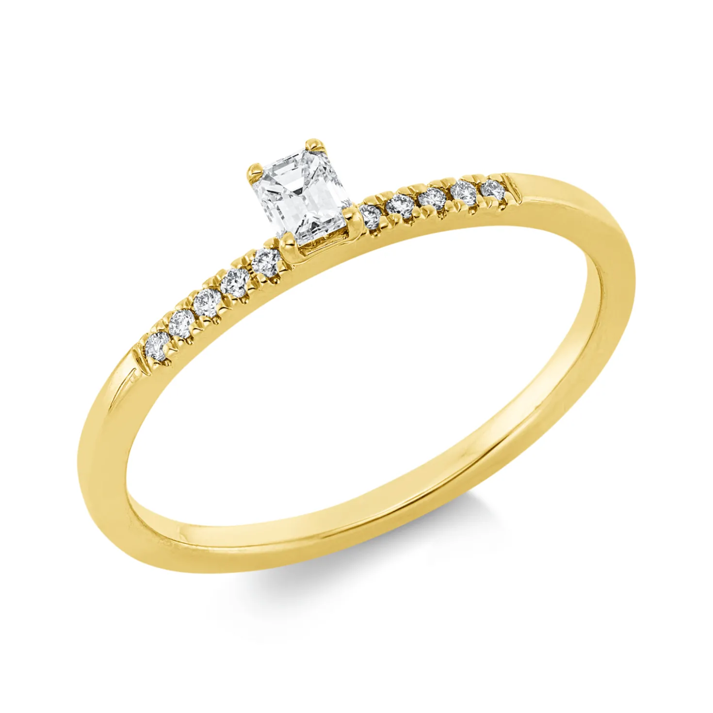 Ring aus 750 Gold Gelbgold 11 Diamanten 0,19ct TW-SI B:3,6mm 4er-Krappe
