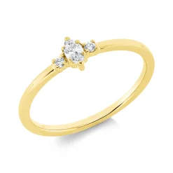 Ring aus 750 Gold Gelbgold 3 Diamanten 0,14ct TW-SI B:4,9mm 6er-Krappe