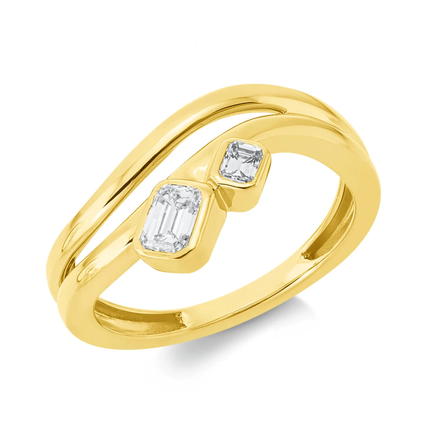 Ring aus 750 Gold Gelbgold 2 Diamanten 0,43ct TW-SI B:9,8mm Zarge
