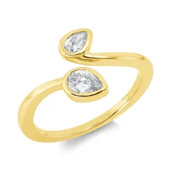 Ring aus 750 Gold Gelbgold 2 Diamanten 0,42ct TW-SI B:11mm Zarge